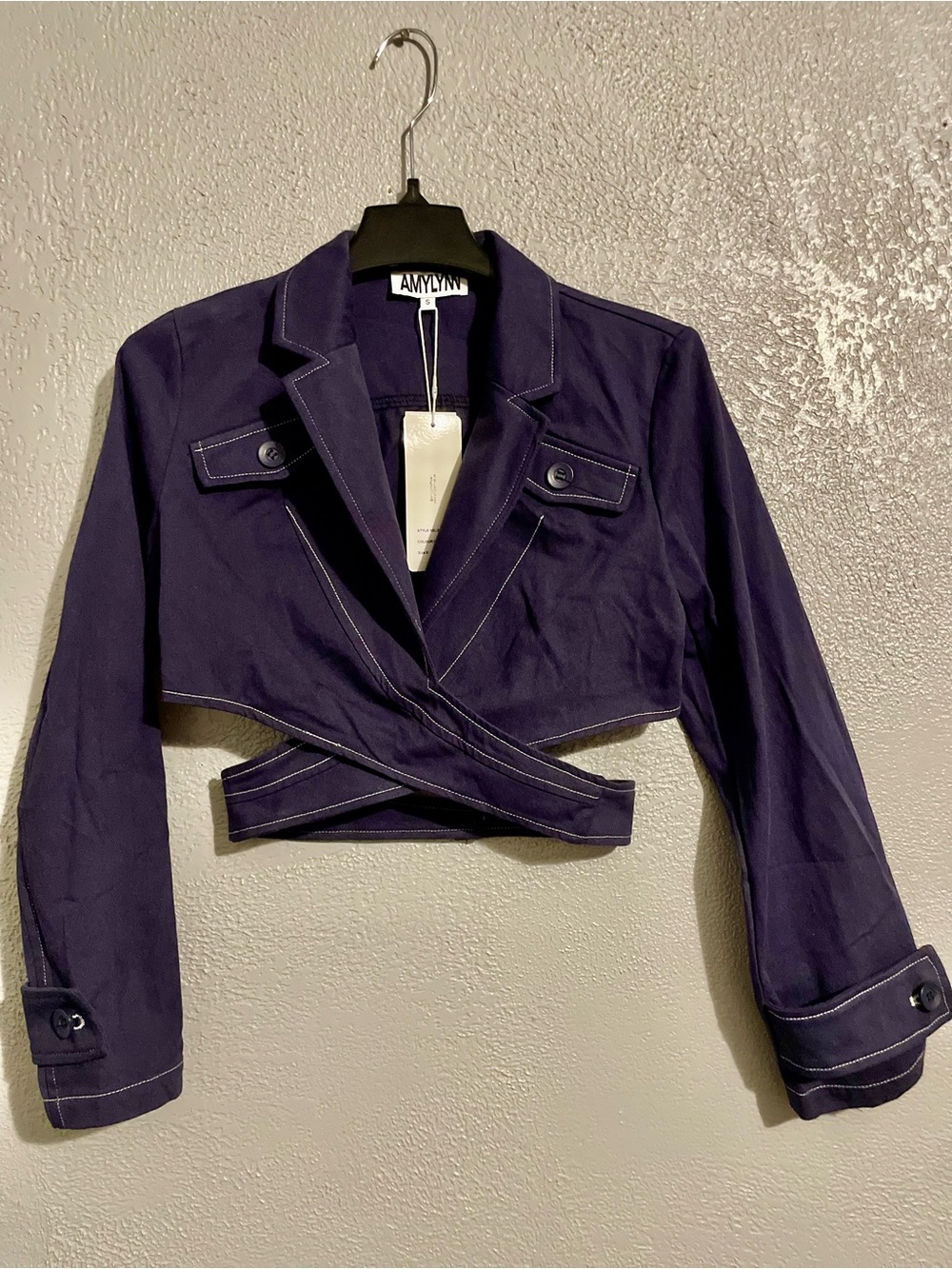 Amylynn Cropped Wrap Jacket in Deep blue